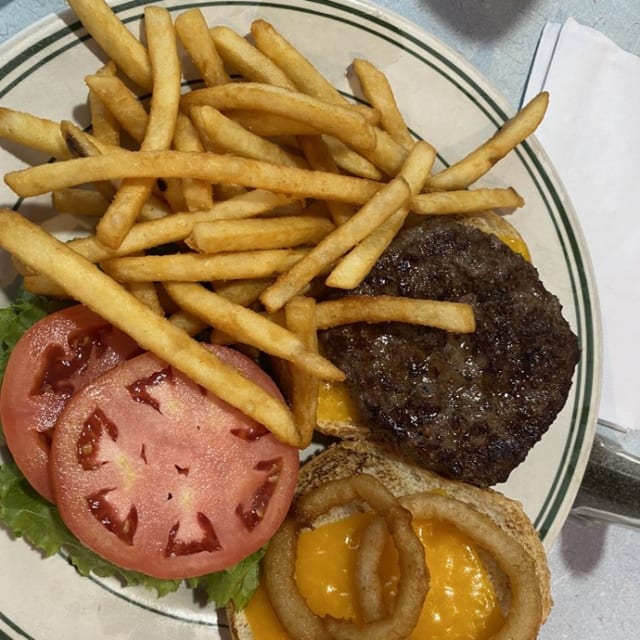 Cheddar Cheese Burger Deluxe.