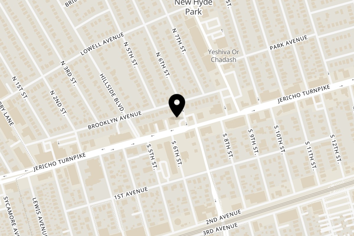 Map showing the location of Yesterday's Diner on 443 Jericho Turnpike in New Hyde Park